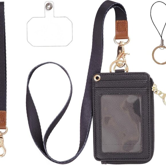 2-in-1 ID Badge Holder & Lanyard Wallet - Multi-Use Womens Small Wallet with Rem - Picture 1 of 7